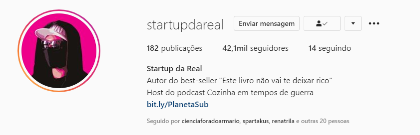 Print do perfil do Startup da Real (05/12/2020)